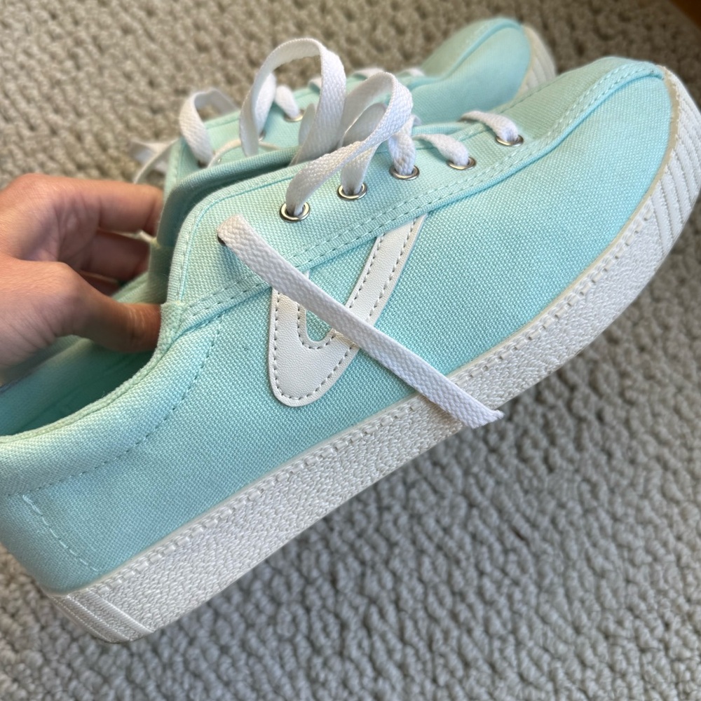 Tretorn Light Green Canvas Sneakers